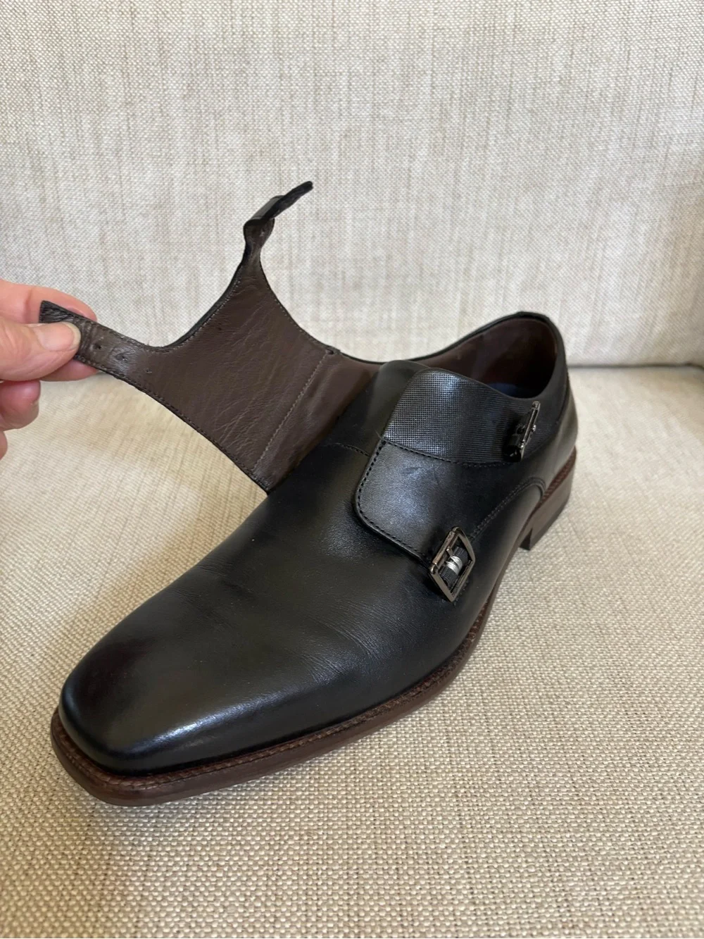 MENS SHOE SIZE 9 M BLACK LEATHER DOUBLE MONK STRAP JOHNSTON & MURPHY